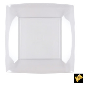 Plastic Plate Flat Clear "Nice" PS 23 cm (25 Units) 