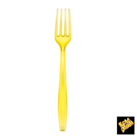 Plastic Fork PS Premium Yellow 19cm (50 Units)