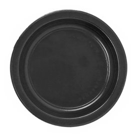 Plastic Plate PS Flat Black Ø17 cm (50 Units) 