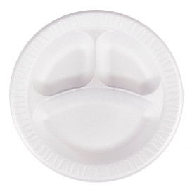 Foam Plate Foam "Quiet Classic" 3 C. Laminated White Ø26 cm (125 Units)  