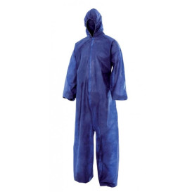 Disposable Plastic Coverall "TST" PP Hood Zipper Size XL Blue (50 Units)