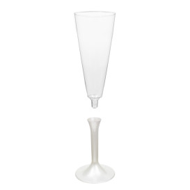 Plastic Stemmed Flute Sparkling Wine White Pearl 160ml 2P (200 Units)