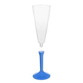 Plastic Stemmed Flute Sparkling Wine Blue Mediterranean 160ml 2P (40 Units)