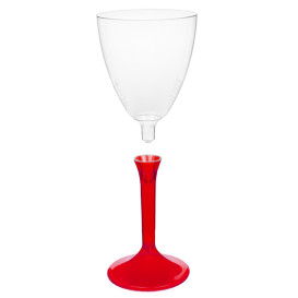 Plastic Stemmed Glass Wine Red Clear Removable Stem 180ml (200 Units)