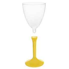 Plastic Stemmed Glass Wine Yellow Removable Stem 180ml (200 Units)