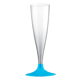 Plastic Stemmed Flute Sparkling Wine Turquoise 140ml 2P (400 Units)