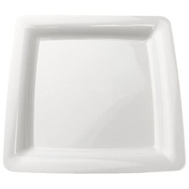 Plastic Plate Square shape Extra Rigid White 18x18cm (20 Units) 