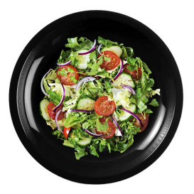 Plastic Plate Flat Black "Round" PP Ø22 cm (600 Units)