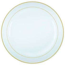 Plastic Plate Extra Rigid with Border Gold 23cm (20 Units)