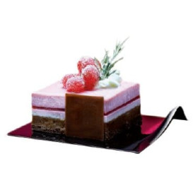Tasting Plastic Plate PS Square shape "GOGO" Black 9x10.5cm (400 Units)