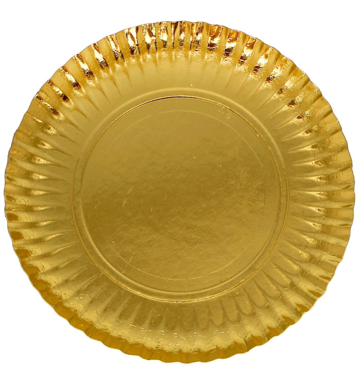 Paper Plate Round Shape Gold 23cm (100 Units) 