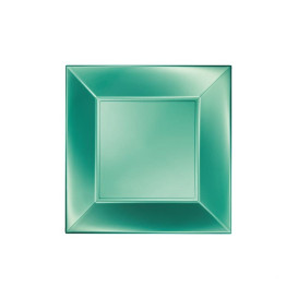 Plastic Plate Flat Green "Nice" Pearl PP 18 cm (300 Units)