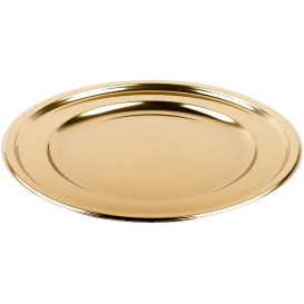 Plastic Plate PET Round shape Gold Ø18,5 cm (6 Units) 