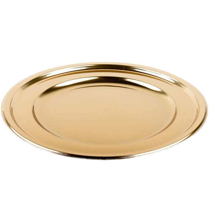 Plastic Plate PET Round shape Gold Ø23 cm (180 Units)