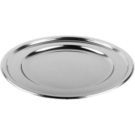 Plastic Plate PET Round shape Silver Ø18,5 cm (180 Units)