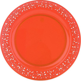 Plastic Plate Round shape "Lace" Orange 23cm (88 Units)