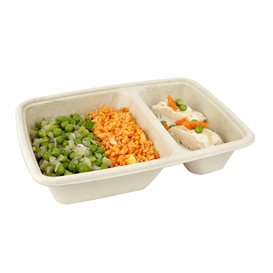 Sugarcane Container 2 Compartments 800ml 23x16,5x5cm (300 Units)