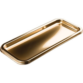 Plastic Tray Rectangular Shape Gold 35x16cm (50 Uds)