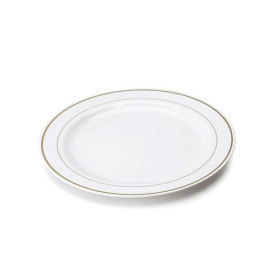 Plastic Plate Extra Rigid with Border Gold 26cm (90 Units)
