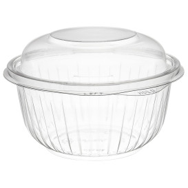 Plastic Hinged Salad Bowl PET "PresentaBowls" High Dome Lid 475ml (300 Units)