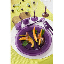 Plastic Plate Round shape Extra Rigid Eggplant 26cm (90 Units)