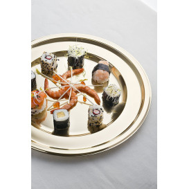 Plastic Plate PET Round shape Gold Ø23 cm (180 Units)