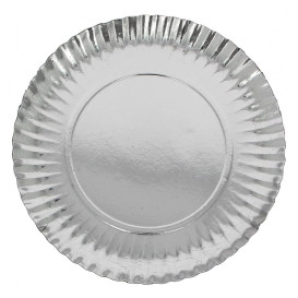 Paper Plate Round Shape Silver 21cm (100 Units)  