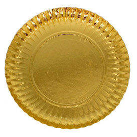 Paper Plate Round Shape Gold 21cm (100 Units)  
