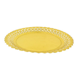 Paper Plate Round Shape Doilie Gold 28cm (100 Units)