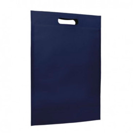 Non-Woven Bag with Die-cut Handles Navy Blu 30+10x40cm (25 Units)