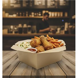 Paper Take-out Container "American" Natural 21,7x21,7x6cm 2910ml (140 Units) 