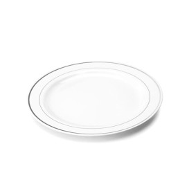 Plastic Plate Extra Rigid with Border Silver 26cm (20 Units) 