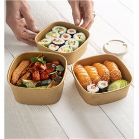 Paper Container Kraft Square 350ml 13x13x4,3cm (300 Units)
