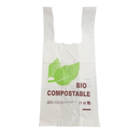 Plastic T-Shirt Bag 100% Biodegradable 35x50cm (100 Units) 