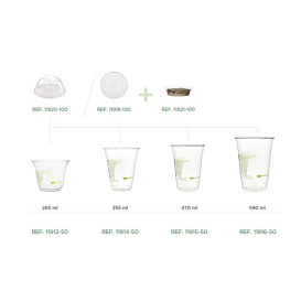 Plastic Lid PLA for Cornstarch Cup 265,355,590ml (1.000 Units)