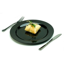 Plastic Plate Extra Rigid Black 19cm (20 Units) 