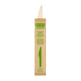 Wrapped Disposable Wooden Knife 16,5cm (500 Units) 