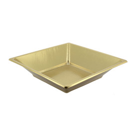 Plastic Plate Deep Square shape Gold 18 cm (750 Units)