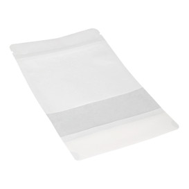 Paper Doypack White with self closing and Window 12+6x20cm (50 Units)