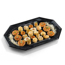 Plastic Platter Octogonal Shape Marble 55x38 cm (5 Units) 