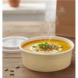 Paper Soup Bowl with Lid Kraft PP 19 Oz/550ml (250 Units)