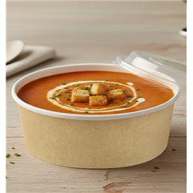 Paper Soup Bowl with Lid Kraft PP 38 Oz/1140ml (25 Units)