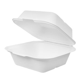 Sugarcane Burger Box White 15x15x8cm (50 Units)  