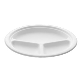 Sugarcane Plate 3C White Ø26 cm (50 Units) 