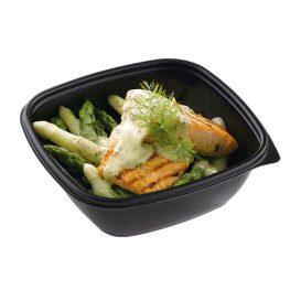 Plastic Deli Container PP Black 750ml 16,5x16,5x6cm (300 Units)