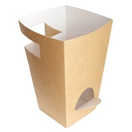 Paper Food Box for Churros with Cup Holder Kraft 7,8x7,8x17,9cm (500 Units)