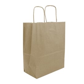 Paper Bag with Handles Kraft Brown 100g/m² 22+11x27cm (250 Units)