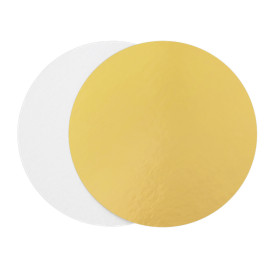 Paper Cake Circle Gold and White 26cm (100 Units)  