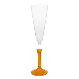 Plastic Stemmed Flute Sparkling Wine Orange Clear 160ml 2P (200 Units)