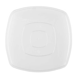 Plastic Plate Flat Clear Square shape PS 23 cm (300 Units)